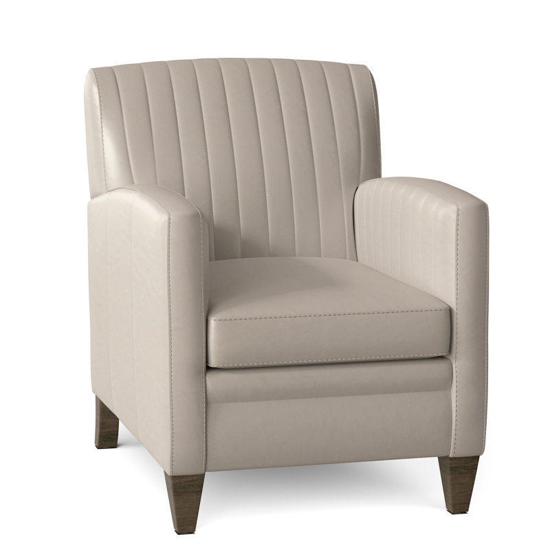 Barnabus Leather Club Chair, Outsider Raven Genuine Leather, Cobblestone