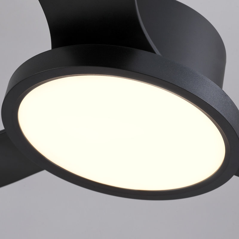3 - Blade Dimmable Ceiling Fan With Led Light & Remote Control, 52" Wide, Black