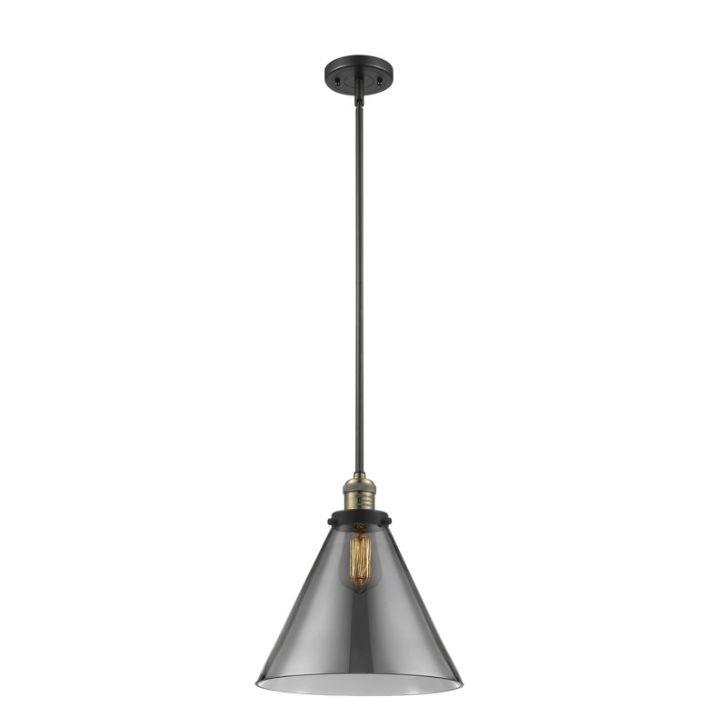 Hardman 1 - Light Single Pendant, Smoked, Black Antique Brass, 16" H x 12" W x 12" D