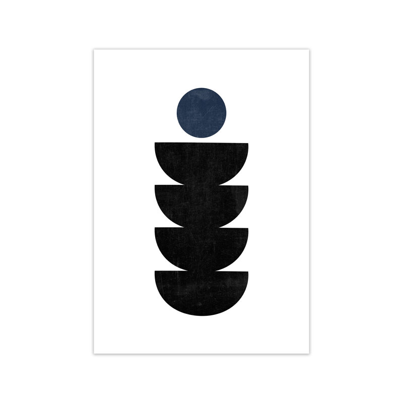 Mid Century Shapes Navy Dot - Print, No Frame, 59.4cm H x 42cm W x 4cm D