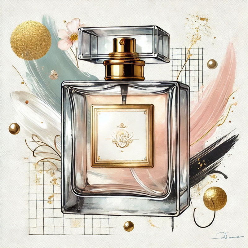 «Timeless Elegance: Perfume Bottle», reproduction d'art sur toile, H 30 po x l 30 po