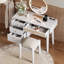 Ensemble de coiffeuse classique en rotin avec 4 tiroirs, ports USB et tabouret confortable pour une utilisation élégante et pratique-1794450801