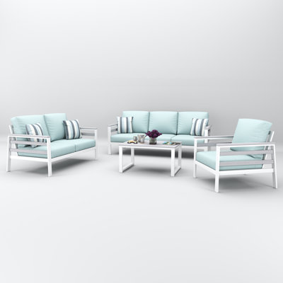 Townsend 4 Person Seating Group With Sunbrella Cushions by Birch Lane