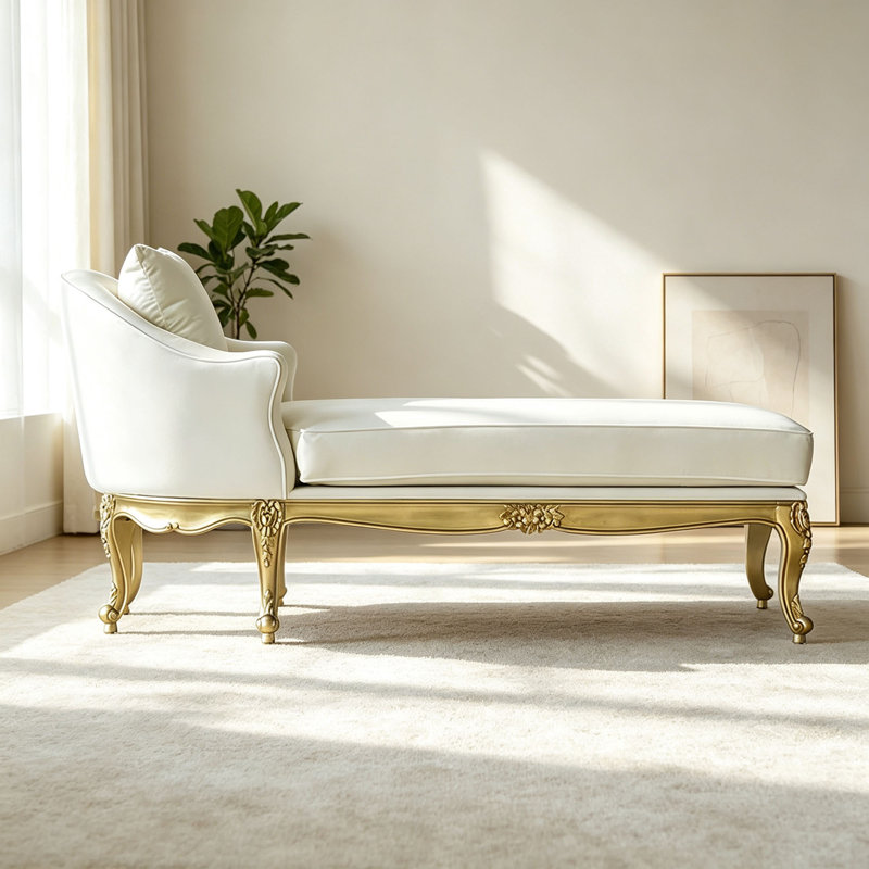 Chaise longue simple en bois massif sculpté