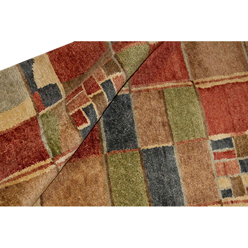 Hand-Knotted High-Quality Red and Green Area Rug