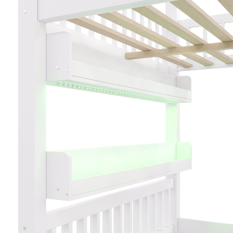 Lit double en bois, White