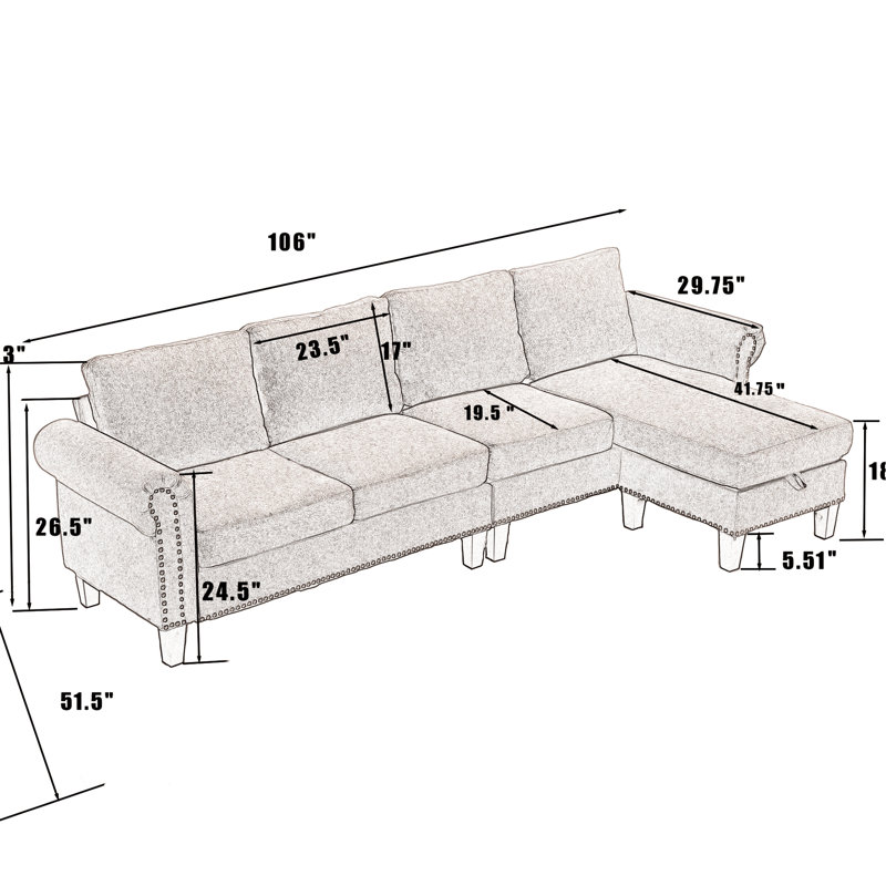 Ensemble de 4 salons modulaires gris avec rangement, 4 modulaires, structure en bois et dossier rembourré, Gris