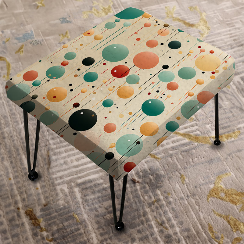 Blue And Coral Fun Polka Dot Delights - Vintage Rectangle Ottoman