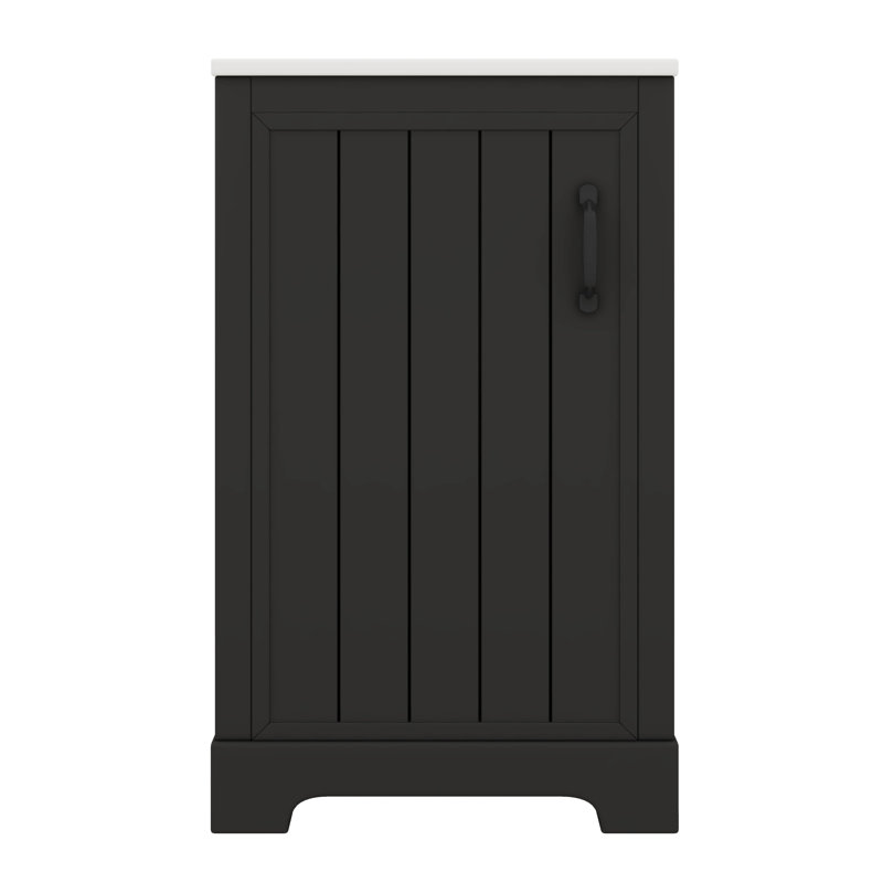 Meuble-lavabo autonome de 20 pouces avec porte à fermeture douce, support de rangement et tablette réglable, Noir