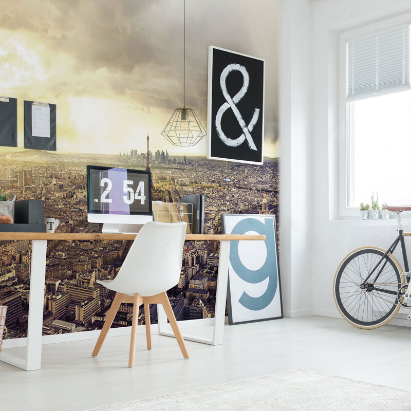 Panneau de papier peint paysage Thyri City, L 100,08 po x l 96 po