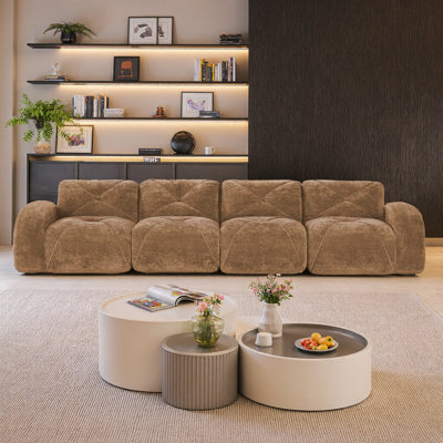 SYROVA Cloud Couch Sofa: Modular Velvet Luxury Boneless Design w/ Plush 32D Foam - No Assembly, Anti-Slip Base