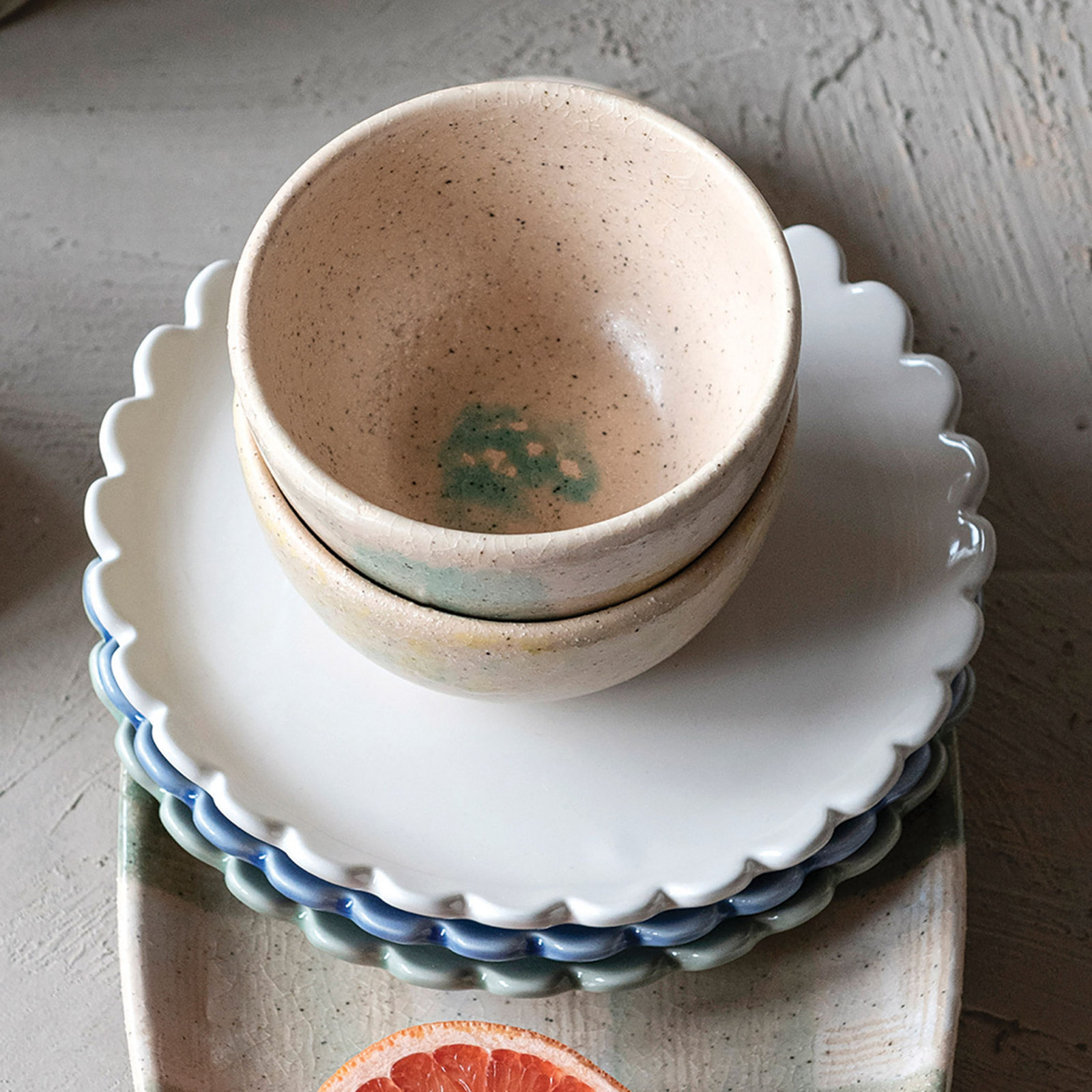 Olivine 8'' Stoneware Salad Or Dessert Plate , Set of 12