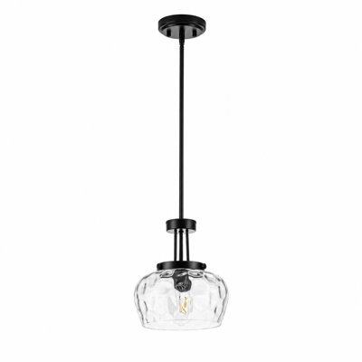 1 luminaire suspendu avec bol en verre soufflé à la main pour la salle à manger et la cuisine