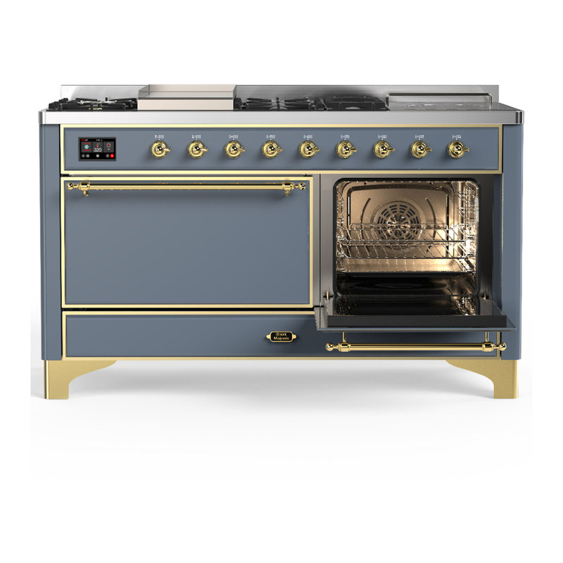 Majestic III Series 60 Inch Dual Fuel Range with 7 Sealed Burners, Griddle, Frenchtop in Antique White (Natural Gas, Copper Trim)