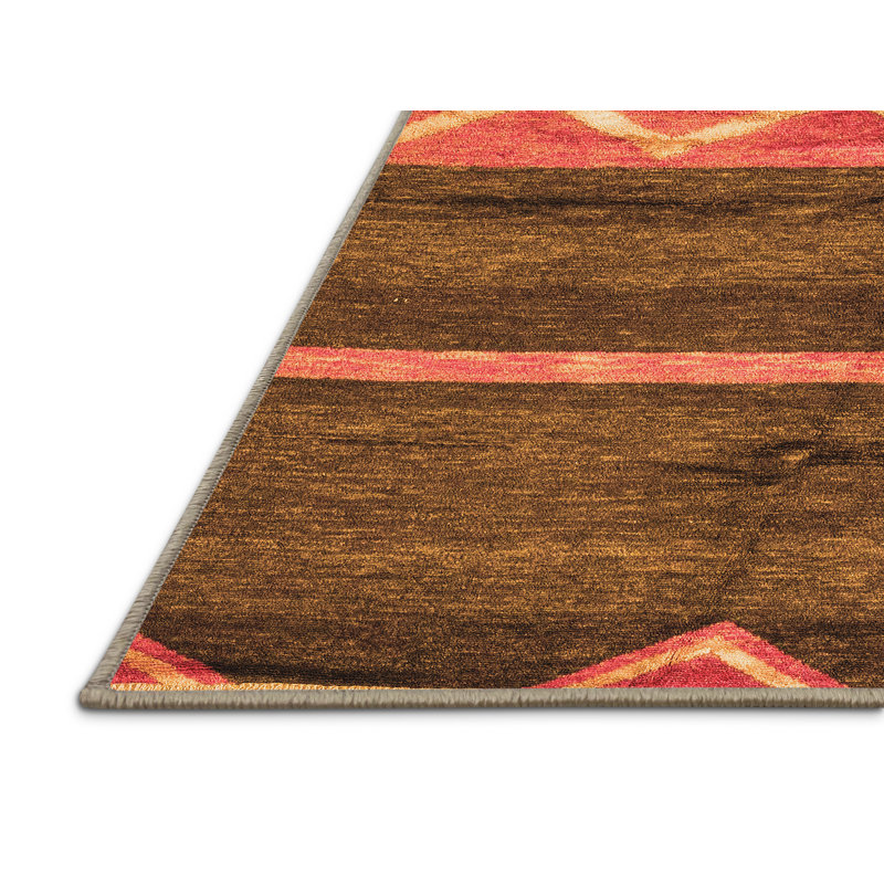 Tapis en polyester tissé à la machine Mcmahen Southwestern, Rectangle 3 pi x 5 pi