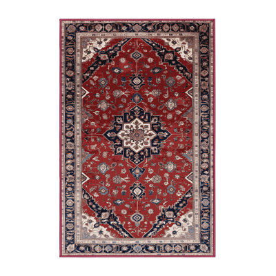 Machine Washable Persian Red Area Rug