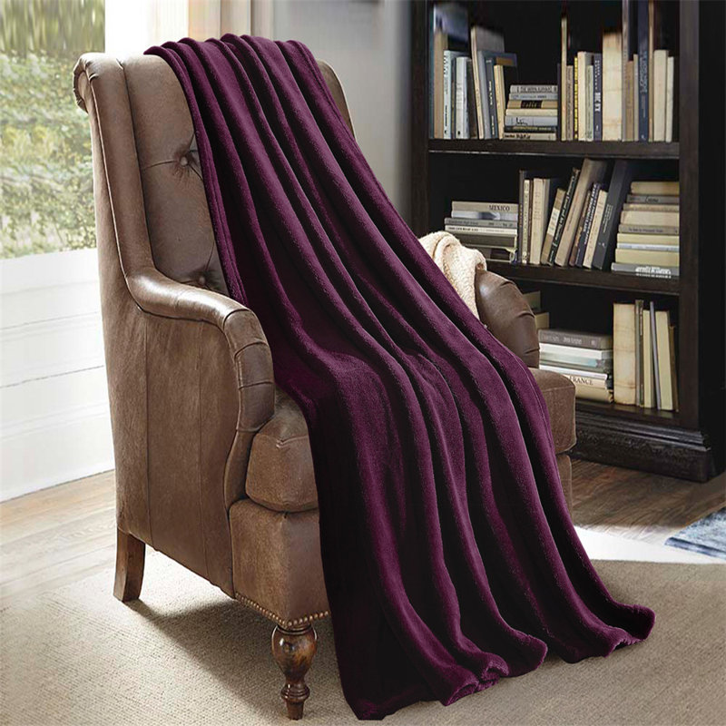 Knitted Throw Blanket, Gray/Purple