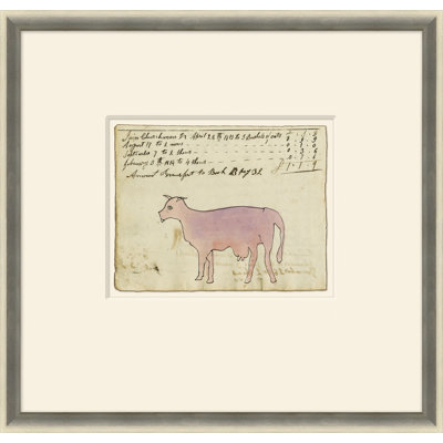 Pink Cow- Sm. Mennonite Ledger Drawing Giclee Print by Soicher Marin Archives