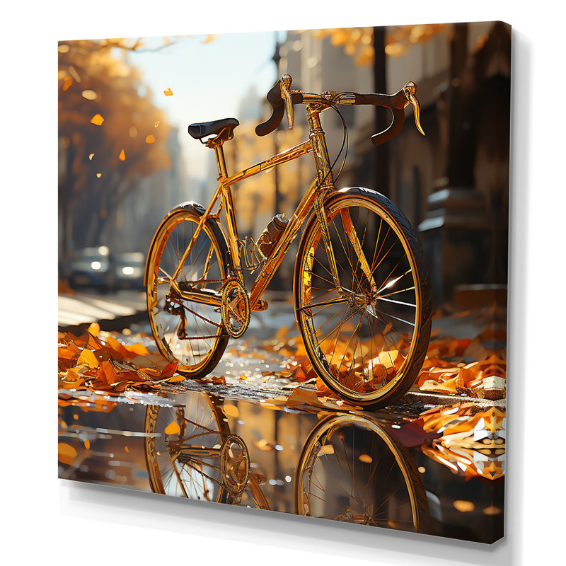 Golden Wheels Bicycle II - reproduction sur toile, Toile tendue, H 24 po x l 24 po x P 1 po