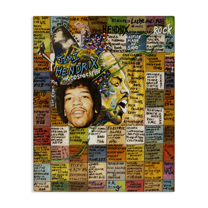 Art mural Jimi Hendrix par Sabin, H 48 po x l 36 po