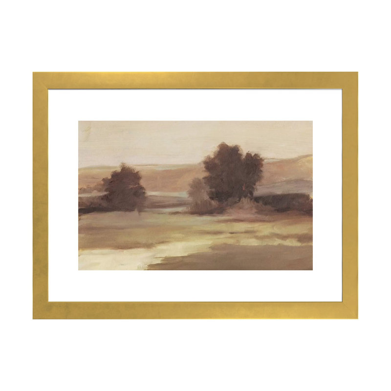 "Discrète Landscape II" par Ethan Harper, reproduction d’art, H 24 po x l 32 po x P 1 po, Blanc, Papier encadré doré