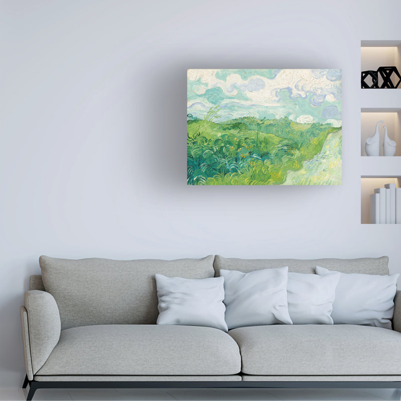«Landscape Green Wheat Fields Auvers on Canvas» par Vincent Van Gogh, reproduction, H 24 po x l 32 po x P 2 po