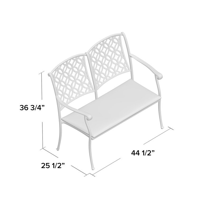 Banc de jardin aluminium Casa, Brun châtaigne, Toile toile Sunbrella® Bird's Eye