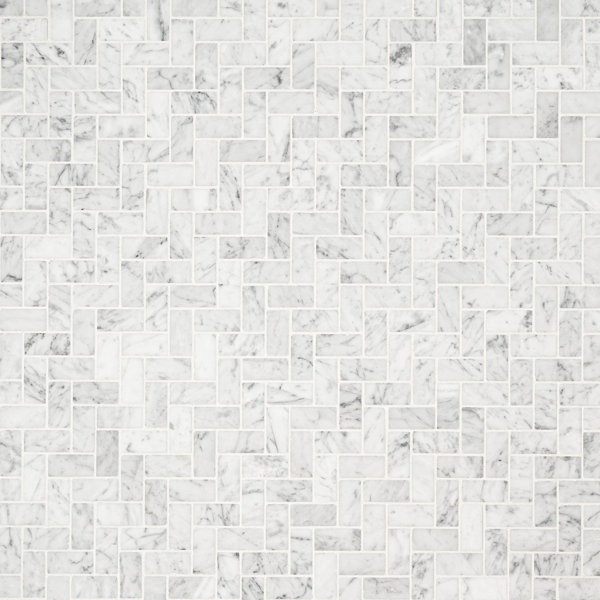 Carrara White Herringbone 12 in. x 12 in. Honed Marble Mosaic Floor and Wall Tile