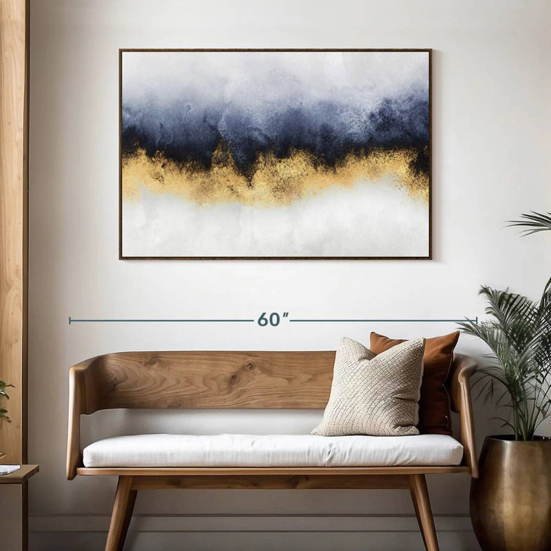 Ciel I, 46 po x 31 po, Cadre flottant noyer