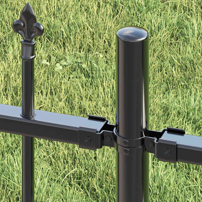Vidaxl Garden Fence Powder-Coated Steel, Grey, 240cm H x 165cm W x 3.2cm D