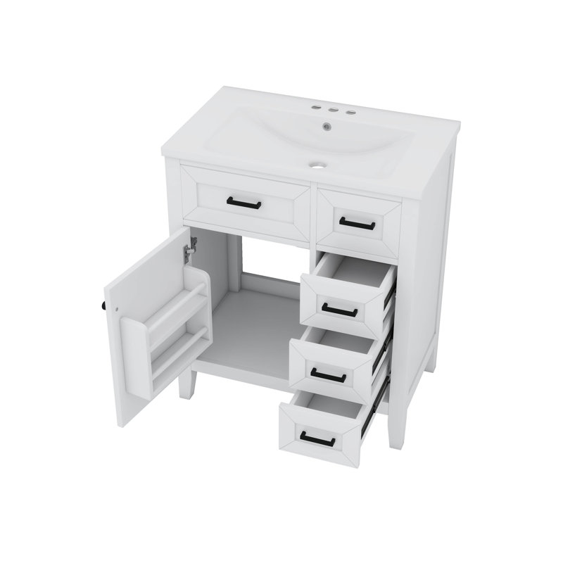 Meuble-lavabo moderne 30 po avec 3 tiroirs et porte