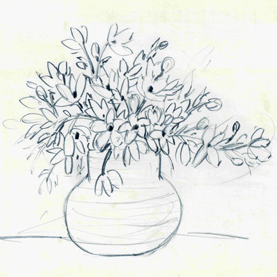" Simple Vase Sketch " Painting Print
