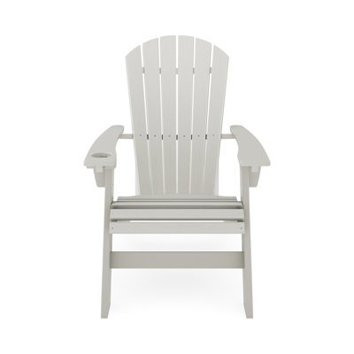 Lumber Dark Gray Chair - Curved Seat And Back For Superior Outdoor Comfort In Poolside Areas Chair, Gray. Integrated Cup Holder Patio Enjoyment