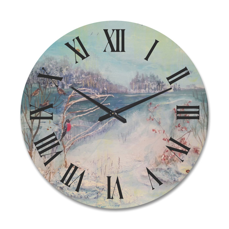 Horloge murale Winter Trees River, Grand