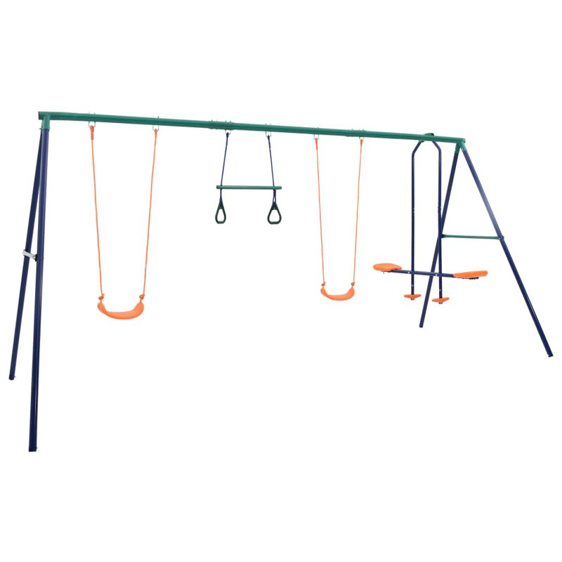 Egbert Swing Set with Gymnastic Rings and 4 Seats Steel