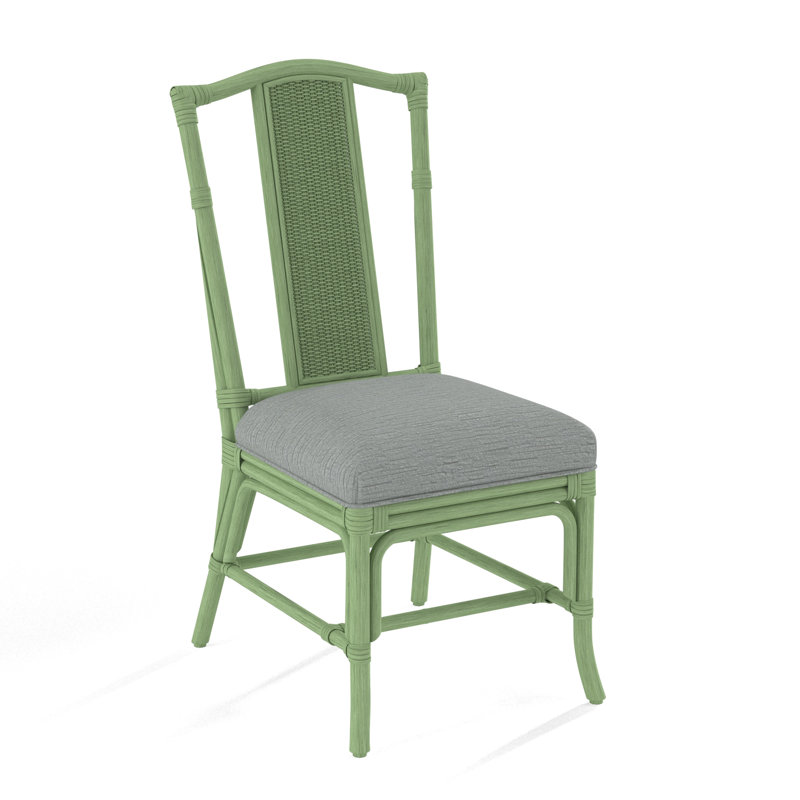 Drury Lane Slat Back Side Dining Chair, Beige Performance Fabric; 0851-73, Celery