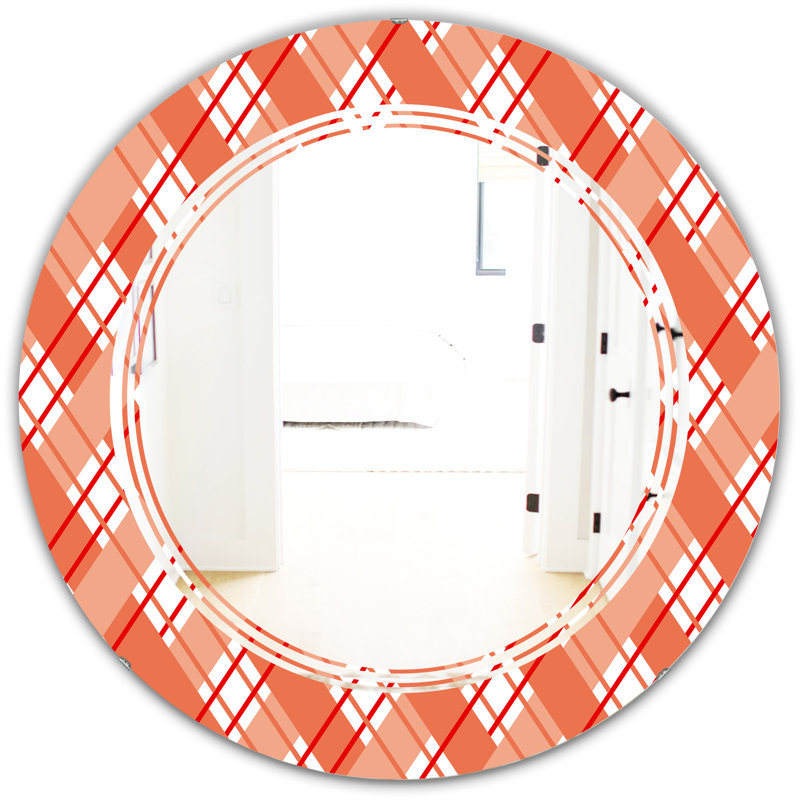 Miroir mural moderne sans cadre, H 23,6 po x l 23,6 po, À carreaux I Cottage Americana