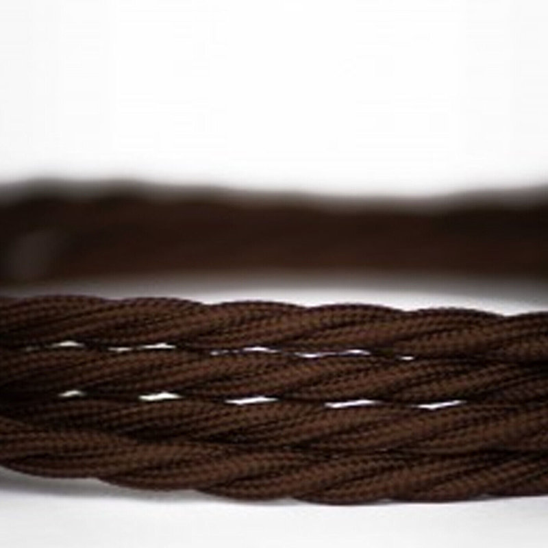Harber 2Core Twisted Vintage Coloured 0.75Mm Braided Fabric Flexible Electrical UK Lighting Wire Cable, Dark Brown