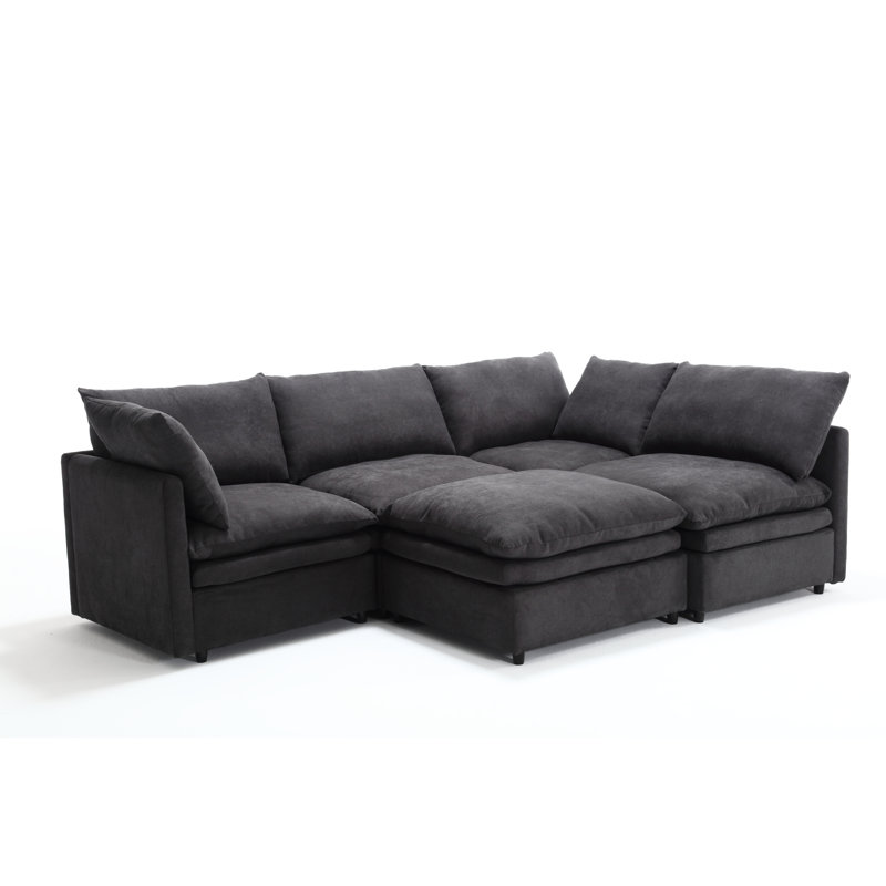 5 canapé gris foncé avec canapé modulaire en U et accoudoirs à ressorts ensachés