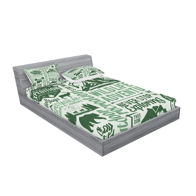 Ensemble de draps et taies décoratives de camping Ambesonne, vert pâle, vert foncé