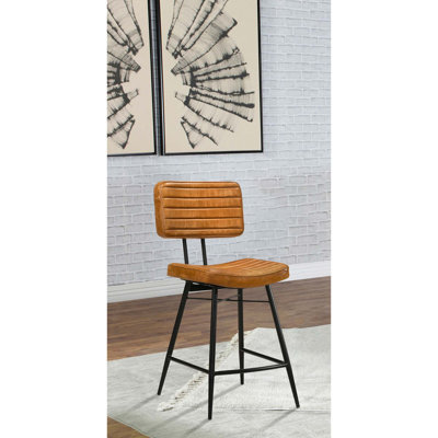 Rustic Upholstered Counter Chairs with Metal Frame and Footrest