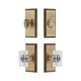 Carre Short Plate Complete Entry Set with Single Cylinder Deadbolot and Carre Crystal Knob
