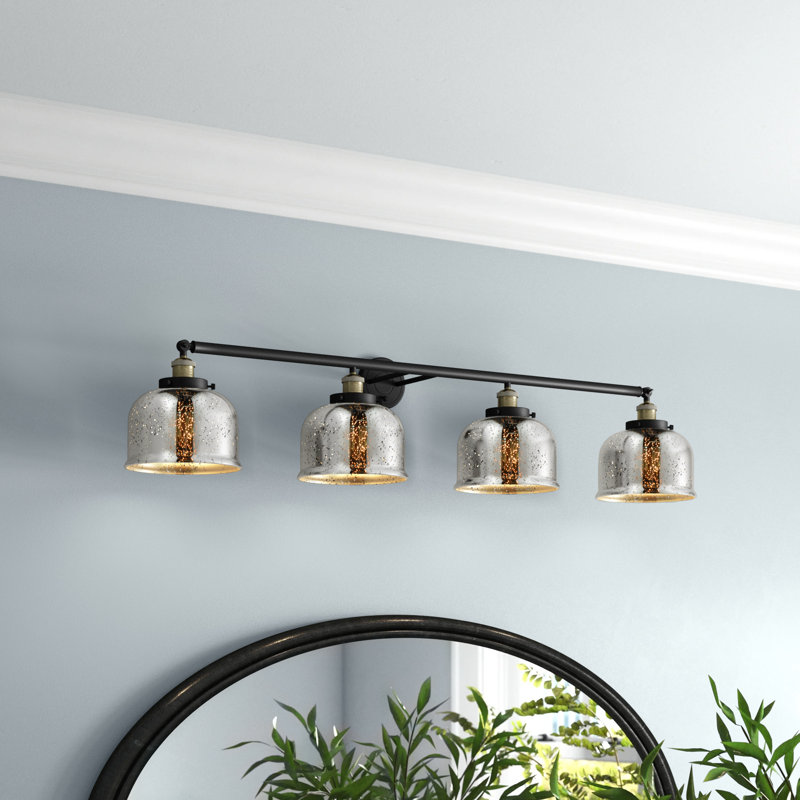 Éclairage pour salle de bain 4 lumières Chesterhill, Ampoule à DEL 3 W à intensité variable rétro, Chrome poli, Chrome poli