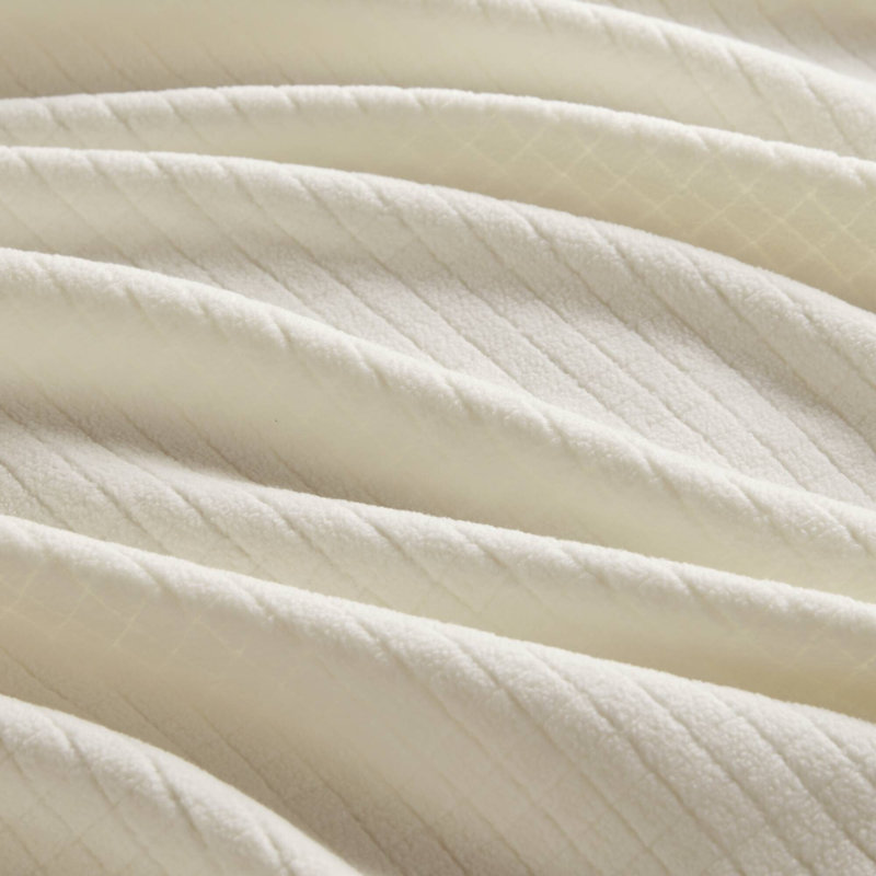 Microfleece Taupe Grid Pattern All Season Full/Queen Blanket, 90" W x 90" L, Taupe Geometric