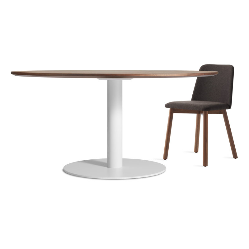 Easy Round Dining Table, Walnut, 29" H x 60" W x 60" L, Matte White