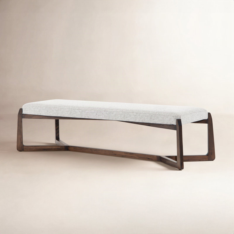 Gerardo Upholstered Bench, Brunswick Pebble, Vintage Sienna Beech