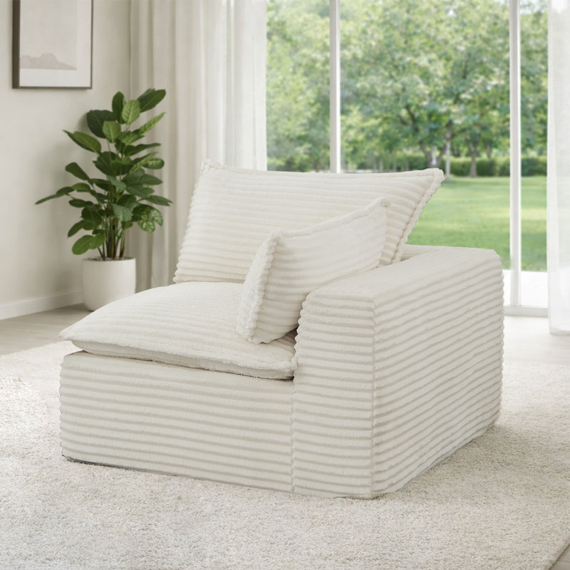 Fauteuil d'appoint moderne avec accoudoir gauche, Blanc