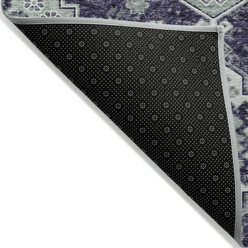 Tapis intérieur lavable à médaillon sauge 3 pi x 5 pi