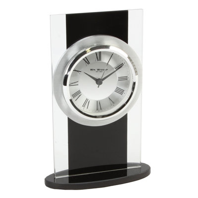 Roman Numeral Metal Quartz Movement / Crystal Tabletop Clock in Black