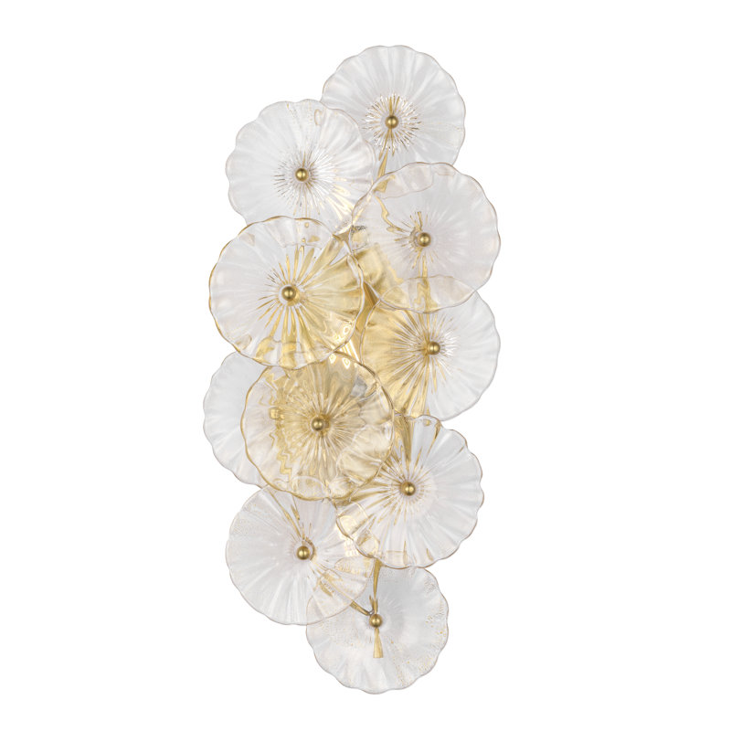 Julie Neill Gianna 21" Layered Sconce with Clear Glass, Gold, Hand-Rubbed Antique Brass